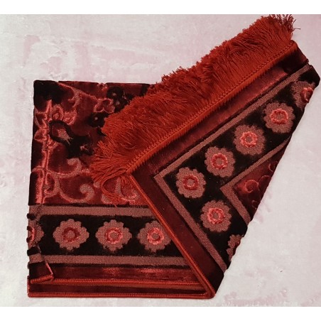 Tapis de Prière brillant satiné avec motifs - couleur rouge bordeau - luxe -