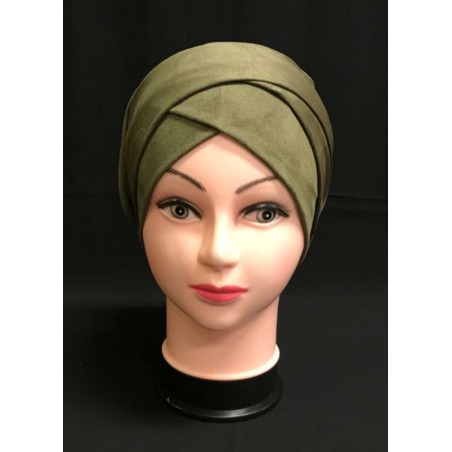 Turban velours "Peau de pêche"