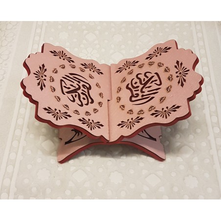 PORTE CORAN EN BOIS LUXE - ROSE - 18 x 30 cm