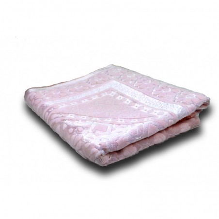 Tapis de Prière - Satin Brillant - Motif FLEUR - ROSE PASTEL