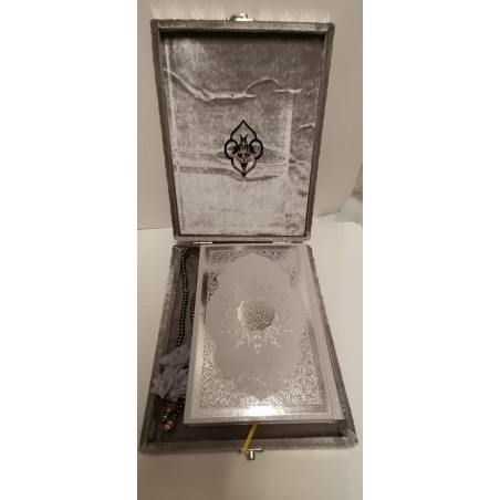 Coffret Coran Gris AR +Tasbih