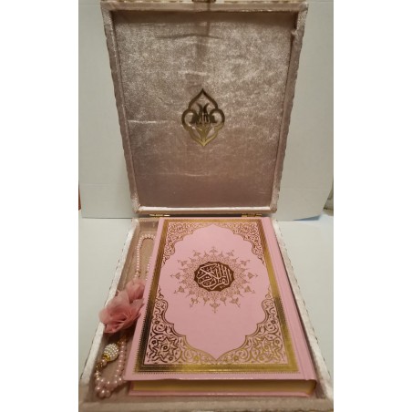 Coffret Coran Rose AR +Tasbih