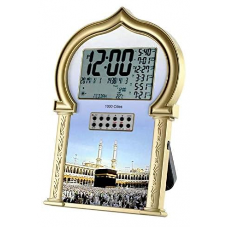 Auto Islamic Azan Clock with Qibla Direction QAC-1602 (Gold)