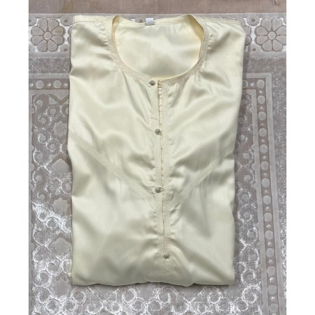 Qamis Emirati Jaune Clair Satinée -- Homme