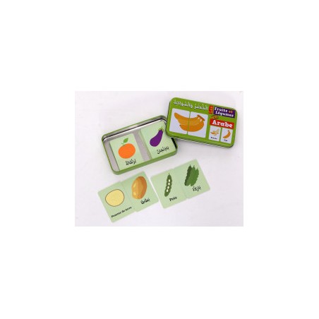 Ma boîte puzzle DUO Les Fruits et Légumes: 32 pièces (boîte métallique) - Arabe/Français