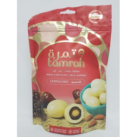Tamrah Cappuccino - Dattes aux amandes enrobées de Chocolat blanc arôme cappuccino (80 g)