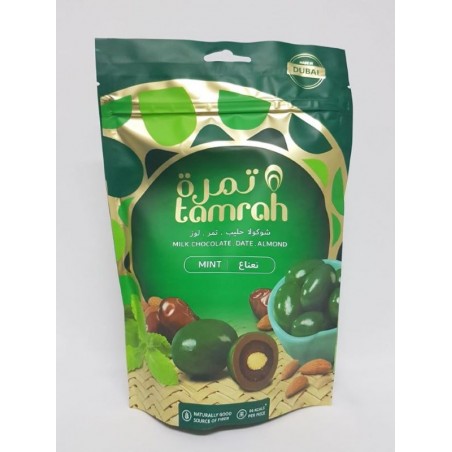 Tamrah Menthe - Dattes aux amandes enrobées de Chocolat au lait infusé à la menthe(80 g)