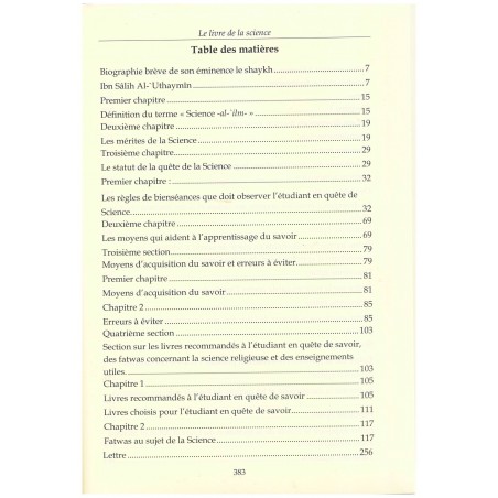 Le Livre de la Science - Kitâb Al-'Ilm -