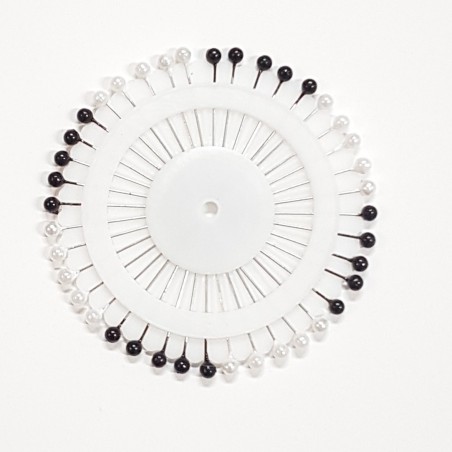 Rond d'épingles noires et blanches rondes pour hijab