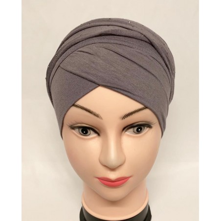Bonnet turban croisé strass