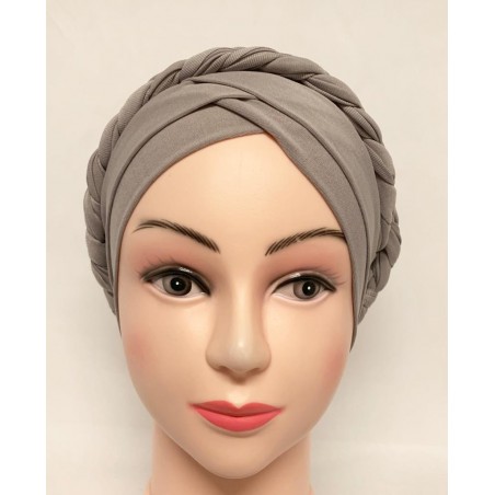 Bonnet turban croisé avec tresse