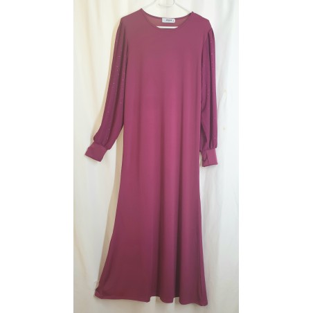 Abaya / robe petite fille manches mousseline et strass
